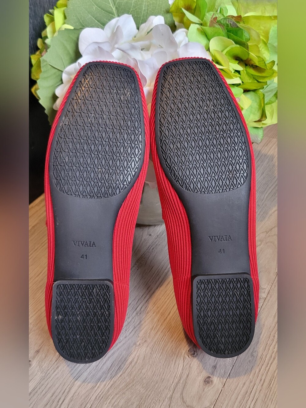Vivaia Margot Mary Jane Buckle Square-Toe V-Cut Ruby Red Flats, US 9.5 EU 41 - Picture 14 of 16